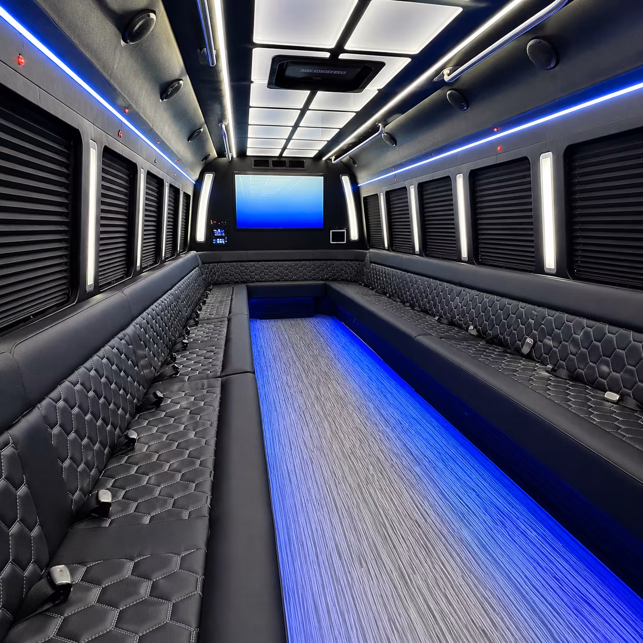 marana 50 passenger party bus inside